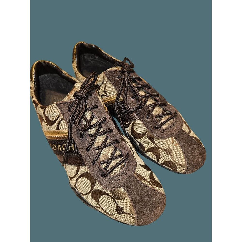 Coach Jayme Signature Canvas Suede Lace Up Oxford Sneaker Women Size 7M - Picture 3 of 16